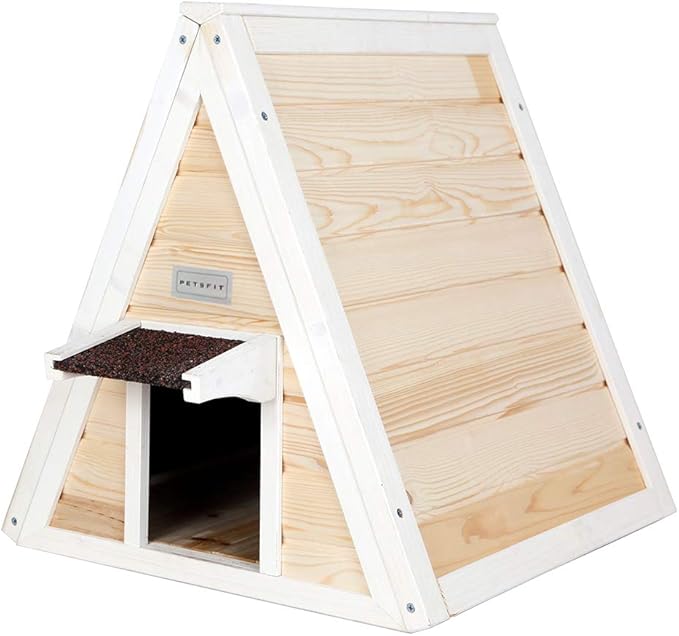 Petsfit Outdoor Cat House Weatherproof, Outside Feral Cat House with Escape Door,Outdoor Indoor Pet House for Small Animal, Small Rabbit Hutch Solid