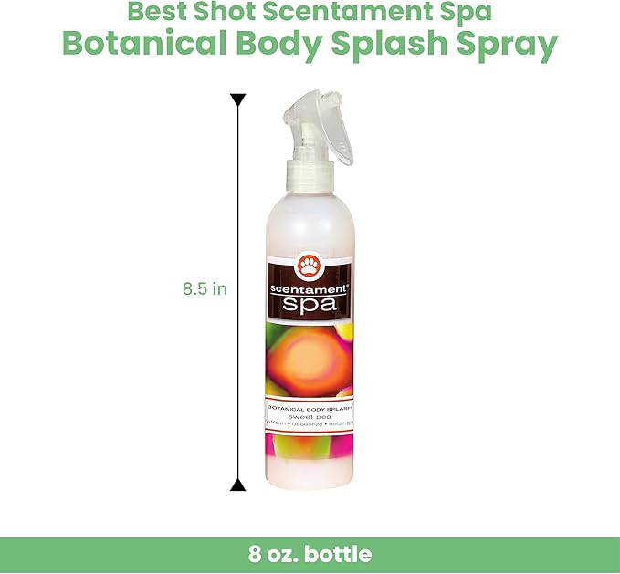 Best Shot Scentament Spa Botanical Body Spray, Body Spray Conditioner for Pets, Cat and Dog Cologne Spray, Sweet Pea, 8 Oz