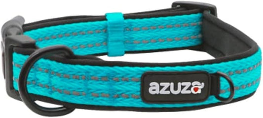 azuza Reflective Dog Collar, Soft Neoprene Padded Pet Collar with ID Tag Ring, Adjustable for Small Dogs,Vitality Blue,S