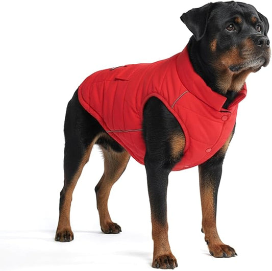 Spark Paws Dog Winter Jacket, Water-Resistant Coat, Warm Reflective Windproof Fleece-Interior, for Medium and Large Dogs - Red - 4XL