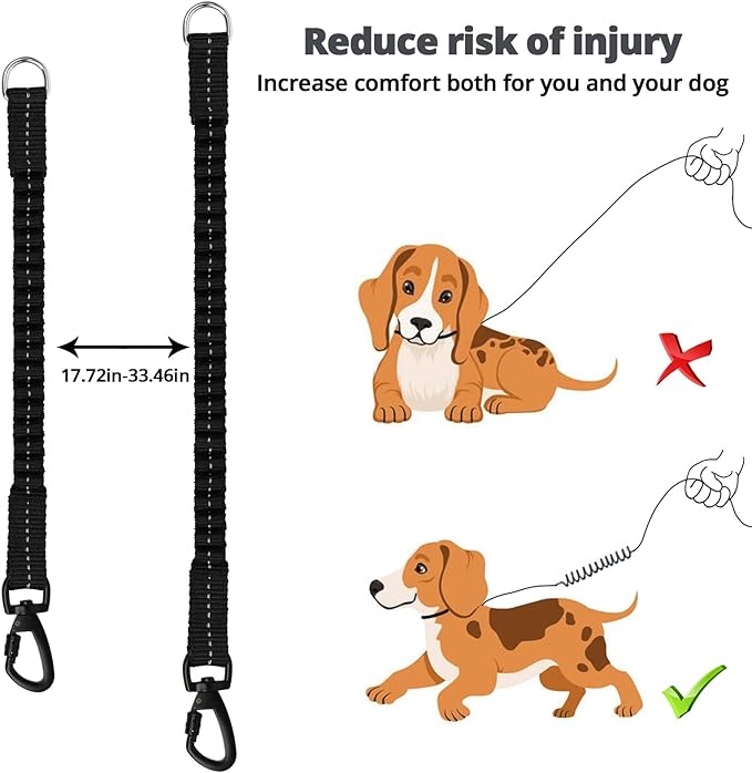 Long Dog Leash 15 FT: Heavy Duty Rope Leashes for Dogs Training with Swivel Lockable Hook Reflective Threads Bungee and Padded Handle - Dog Lead for Large Small Medium Dogs Outside Walking Hiking Grey