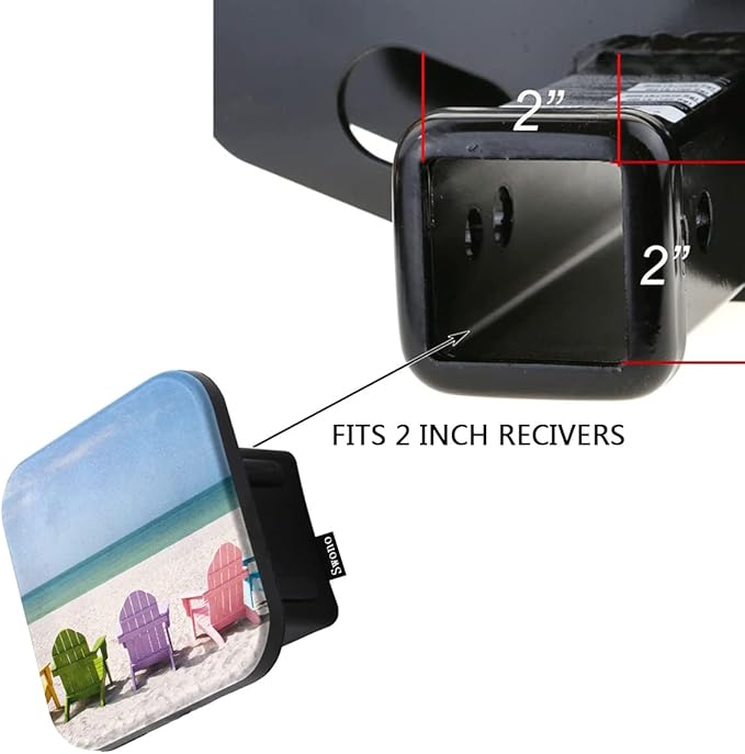 Swono Beach Chairs Hitch Cover 2" Paradise Ocean Sea Colorful Beach Chairs Rubber Receiver Tube Hitch Plug Truck Receivers Hitch Covers,Trailer Hitch Tube Cover Plug Cap for Men Women