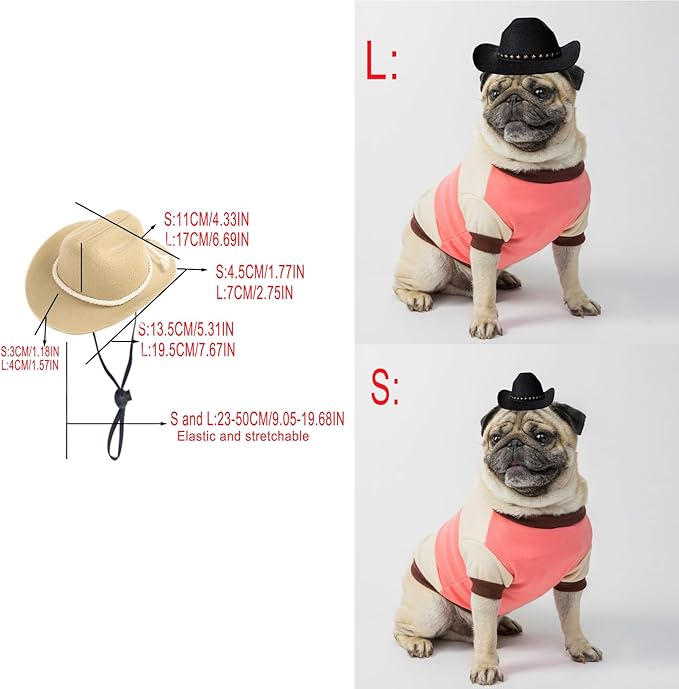 Dog Cowboy Hat Cat Cowboy Hat Pet Cowboy Costume Mini Cowboy Hat for Dogs Cat Holiday Halloween Pet Party Decoration (Khaki-style3, Small)