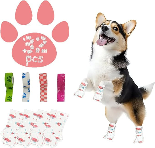 Disposable Dog Booties for Dogs & Cats,32Pcs Pet Booties Waterproof and Breathable with Adjustable Bandage,Paw Socks Protector for Small Medium Large Dogs(Small,Paw Width:1.18~1.77inches)