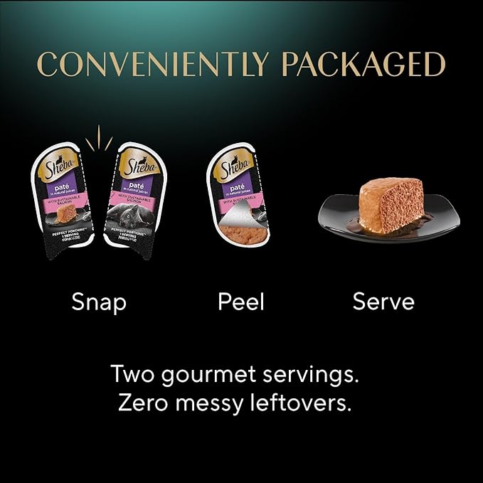 Sheba Perfect Portions Wet Cat Food Pate with Sustainable Salmon and Tender Whitefish & Tuna Entree Variety Pack, 2.6 oz. Twin-Pack Trays (12 Count, 24 Servings) (Pack of 2)