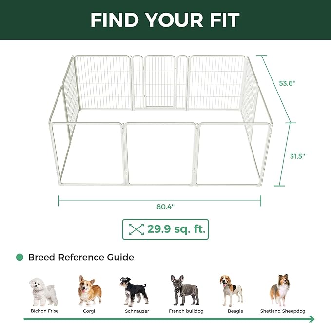 FXW Pawadise Acrylic & Wire Mesh Indoor Dog Playpen, Heavy Duty 32 Inch 10 Panels Metal Dog Pen for Small and Medium Dogs, White│Patented