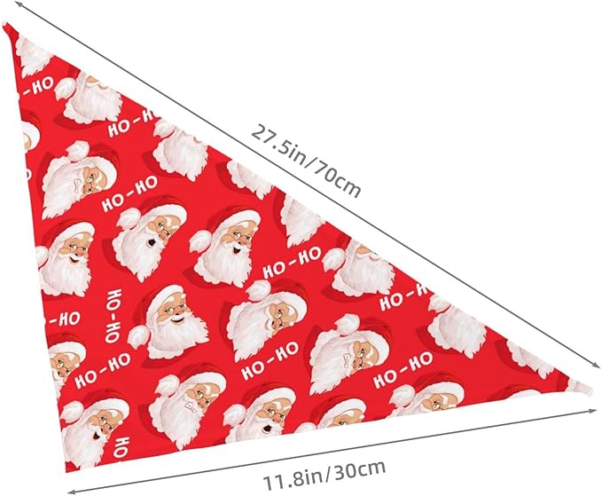 Merry Christmas Santa Claus Cute Dog Bandana Scarf Triangle Bibs Pet Accessories Cat Kerchief White23 One Size