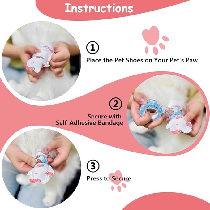 Disposable Dog Booties for Dogs & Cats,32Pcs Pet Booties Waterproof and Breathable with Adjustable Bandage,Paw Socks Protector for Small Medium Large Dogs(Medium,Paw Width:1.78~2.56inches)