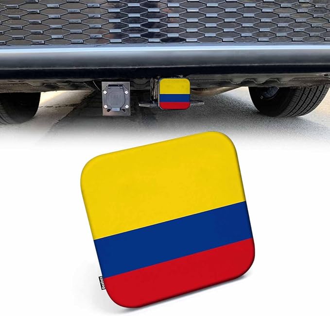 Colombian Flag 2" Hitch Cover National Colombia Flag Horizontal Tricolour Hitch Tube Covers Keep Trailer Hitch Receiver Tube Clean and Protected for Sedans Tractors Trucks Cars