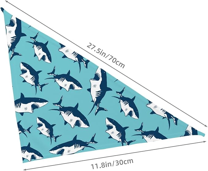 Ocean Shark Dog Bandana Scarf Triangle Bibs Pet Accessories Cat Kerchief