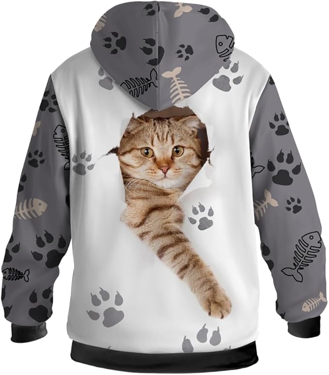 Cat Jacket for Men Women Paw Coat Hoodied Sweatshirts Zip Up Hoodies