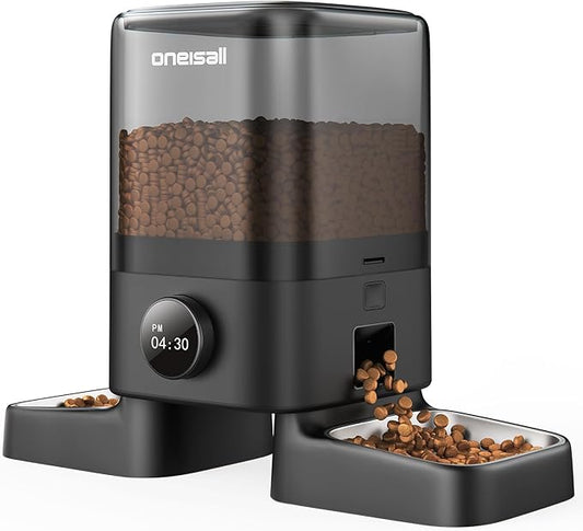 oneisall Automatic Cat Feeder for 2 Cats, 20 Cups/5L Auto Cat Feeder, Automatic Cats Food Dispenser for Small Pets Indoor, Timed Pet Feeder for Dry Food