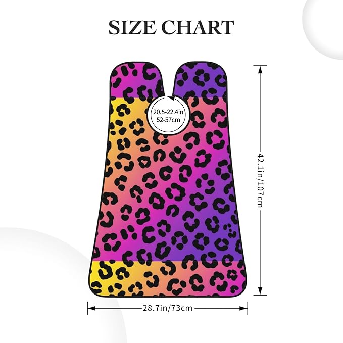 Waterproof Grooming Apron, Non-Stick Beard Bib with Suction Cups, for Cheetah Skin Rainbow Leopard Print