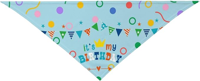 It's My Birthday Blue Dog Bandana Scarf Triangle Bibs Pet Accessories Cat Kerchief