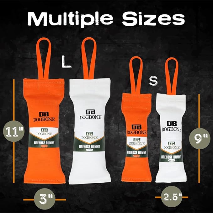 DogBone Firehose Dog Bumper for Hunting & Sporting Dog Training – Perfect Floating Dummy for Water Retrieving & Fetch – Ideal Canvas Alternative for Puppies or Adult Retrievers & Includes Throw Loop