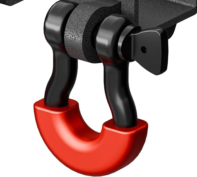 YZOAN Demon Front Tow Hook Bracket, Compatible with 2009–2023 Toyota Tacoma, 2-Pack 3/4" D-Ring Shackles with 7/8" Screw Pin, Isolators & Washers – Red Off-Road Hitch Mount