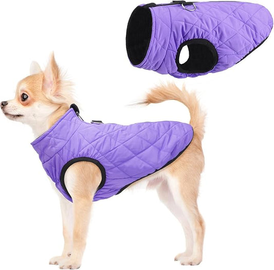 SCENEREAL Warm Dog Jacket - Winter Coat with Harness, Waterproof, Fleece Puffer Vest Windproof Snow Clothes for Small to Medium Dogs