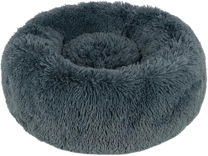 Best Pet Supplies Dog House Bed Crate Mat Tent Indoor Round Soft Plush for Small, Medium, and Large Breeds - Dark Gray 20 x 20 x 6"