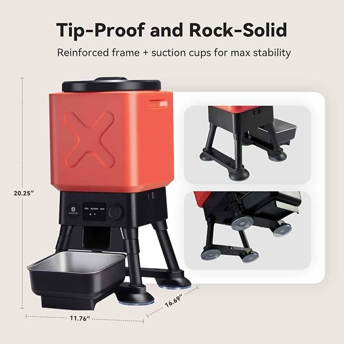 14L Automatic Dog Feeder for Large Breed – Extra Large Capacity, Anti-Blockage, Timed Auto Dog Food Dispenser, Dual Power Supply, Stainless Steel Bowl