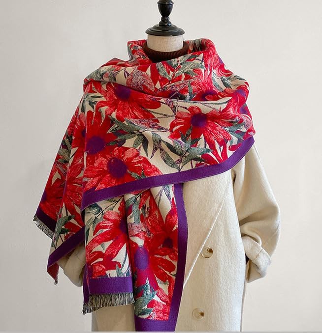 Jeelow Womens Pashmina Shawl Wrap Scarf - Elegant Dressy Evening Poncho Cape for Formal and Wedding Outfits