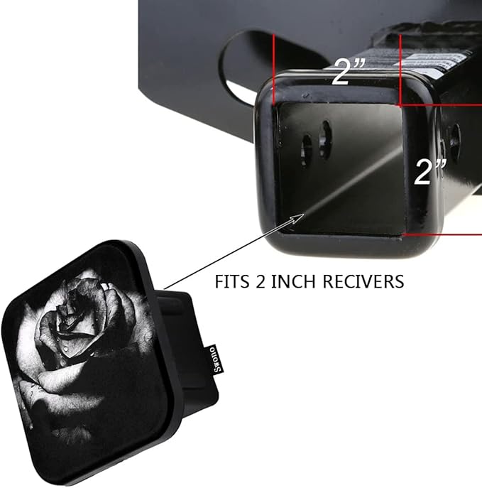 Swono Rose Trailer Hitch Cover Retro Bouquet Water Drop Black Rose Flowers Hitch Cover Plug Tow Hitch Cover Compatible with Most Auto Cars Trucks for 2 Inch Receivers