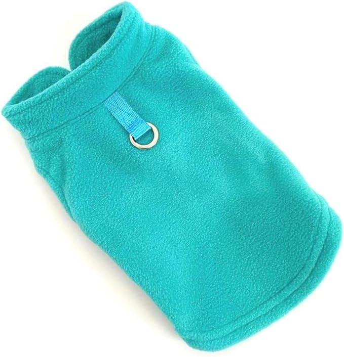 JACKO & CO - Fleece Vest Dog Sweater with Leash Ring - Soft, Warm & Lightweight Pullover Coat for Small & Medium Dogs, Puppies & Cats - Cozy Fall/Winter/Spring Pet Jacket (Turquoise, XXL 25-35lbs)