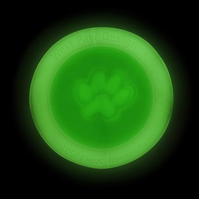 WEST PAW Zogoflex Zisc Dog Flying Disc, High Flying Aerodynamic Disc for Dogs Puppy – Lightweight, Floatable Disc for Fetch, Tug of War, Catch, Play – Doubles as Food/Water Bowl, Large 8.5", Glow