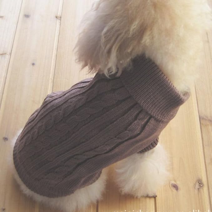Tangpan Turtleneck Classic Straw-Rope Pro Pet Dog Sweater Apparel(Brown,XS)