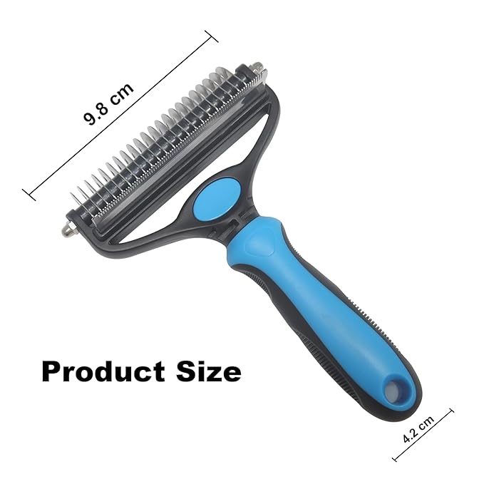 Pet Grooming Set – Deshedding Hair Brush & 2 Finger Toothbrushes – Perfect for Dogs & Cats (blue)