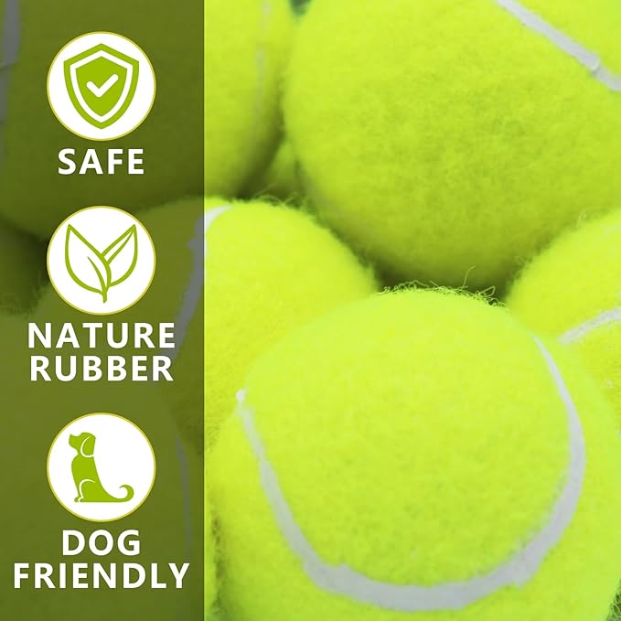 Magicorange Dog Tennis Balls,90 Pack 2.5 inch Floatable Squeaky Tennis Balls for Fetch Exercise, Natural Rubber Squeaky Dog Ball Training Safe (Yellow, 2.5inch)