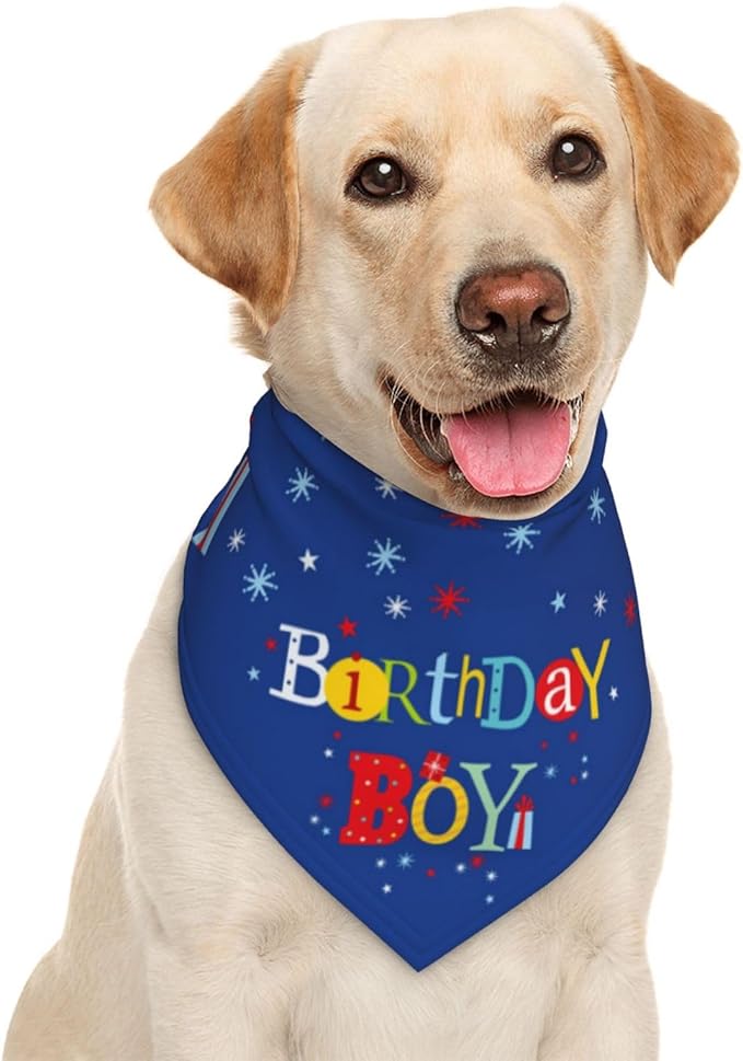 Happy Birthday Boy Dog Bandana Scarf Triangle Bibs Pet Accessories Cat Kerchief