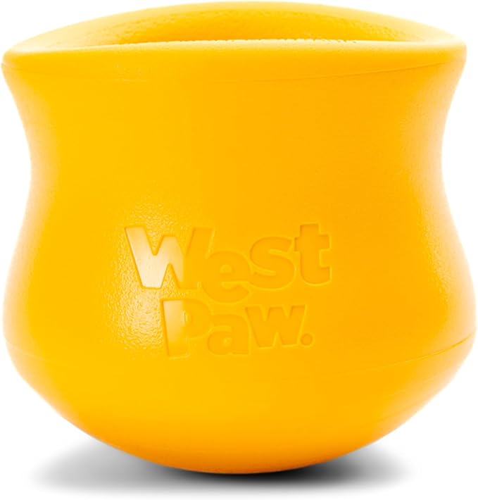 WEST PAW Toppl Durable Dog Treat Puzzle Toy for Large Dogs- Engaging Interactive Chew Toy for Mental Stimulation, Slow Feeding- One and Quarter Cup Capacity - Sunflower Yellow, XL
