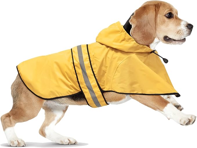 Raincoat for Dogs - Waterproof Reflective Rain Coat Slicker Poncho, Lightweight Safety Dog Raincoat Jacket for Small, Medium, Large Dogs (X-Large, Yellow)