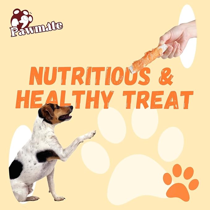 Dog Treats Large Breed, Chicken Wrapped Rawhide Sticks with Sweet Potato Sandwich, Rawhide Dog Chews Training Rewards Snacks for Small Medium Large Dogs, 6-7 Counts, 10.6 oz