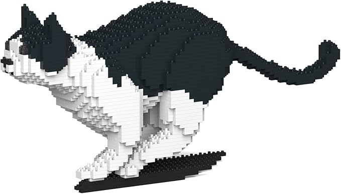 JEKCA Cat 21S-M01 | Black and White Cat Plastic Building Blocks | Age 14+