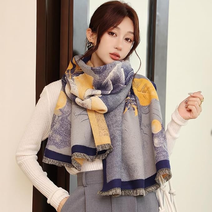 Jeelow Womens Pashmina Shawl Wrap Scarf - Elegant Dressy Evening Poncho Cape for Formal and Wedding Outfits