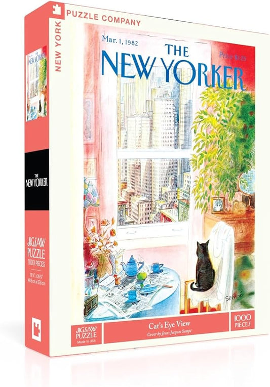 New York Puzzle Company - New Yorker Cat's Eye View - 1000 Piece Jigsaw Puzzle for Family Game Nights by Jean-Jacques Sempé