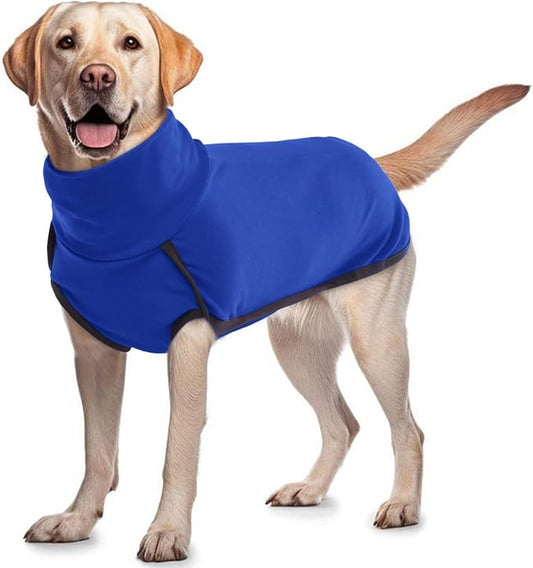 ROZKITCH Turtlenck Dog Pajamas for Medium Dogs, Pet Windproof Warm Cold Weather Jacket Vest Cozy Jumpsuit Apparel Outfit Clothes for Walking Hiking Travel Sleep Blue M