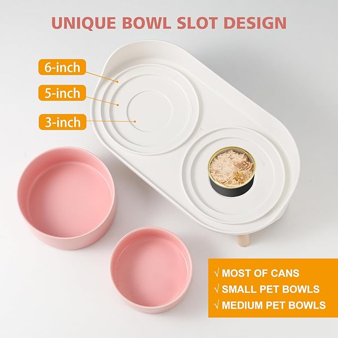 Elevated Ceramic Dog Bowl Set - Double Dog Feeding Bowls with Stand Splash Proof - Raised Dishes for Food and Water - Ideal for Small to Medium Dogs - 2 x 850 ml - 28.74 oz