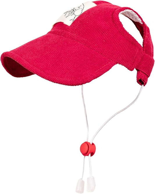 Pet Dog Baseball Cap, Cat Hat, Cat Dog Sun Cap with Ear Holes, Adjustable Puppy Outdoor Sun Hat (Red, X-Small)