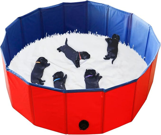 Artilife Foldable Dog Bath Pool - Portable Whelping Box for Puppies (39" Dia.x12" H(100x30cm))