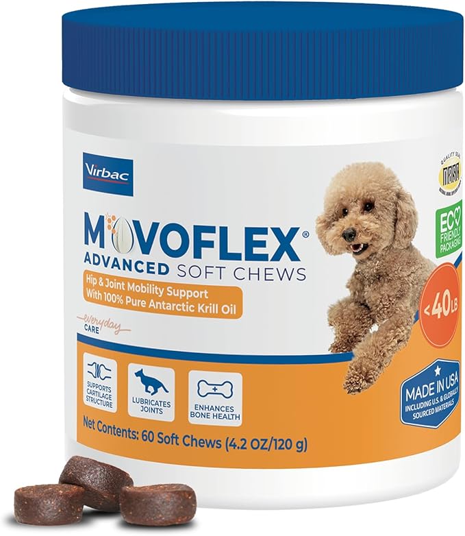 MOVOFLEX Advanced Soft Chews Hip and Joint Support Supplement for Small Dogs 60 Count by Virbac