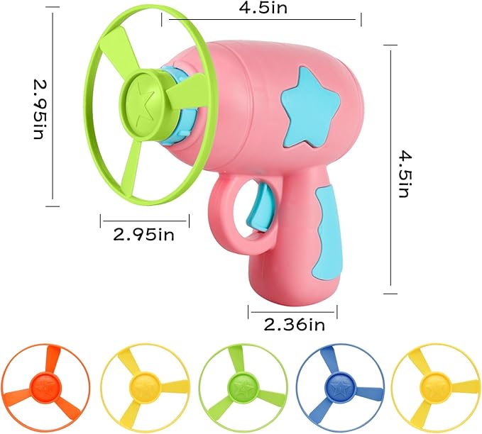 Andiker Cat Fetch Toy, Interactive Kitten Flying Disc Launcher Toy with 5 Colorful Flying Propellers for Cat Enrichment, Flying Saucer Toy for Cats for Training and Chasing (Pink)