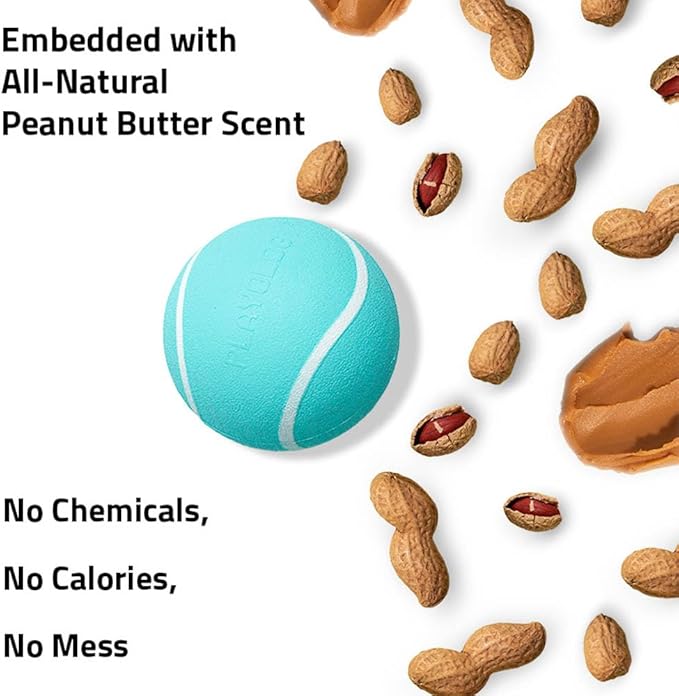 Playology Dog Toys | Squeaky Chew Ball - Bouncy Durable Floating Fetch Ball for Dogs | Jumbo Peanut Butter Scented Toy - Easy to Clean and Made from Non Toxic Materials