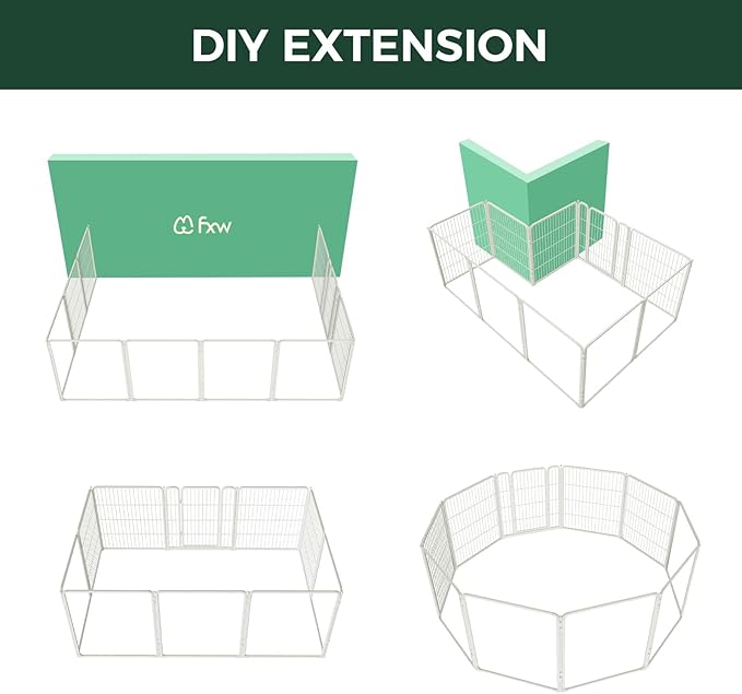 FXW Pawadise Acrylic & Wire Mesh Indoor Dog Playpen, Heavy Duty 32 Inch 10 Panels Metal Dog Pen for Small and Medium Dogs, White│Patented