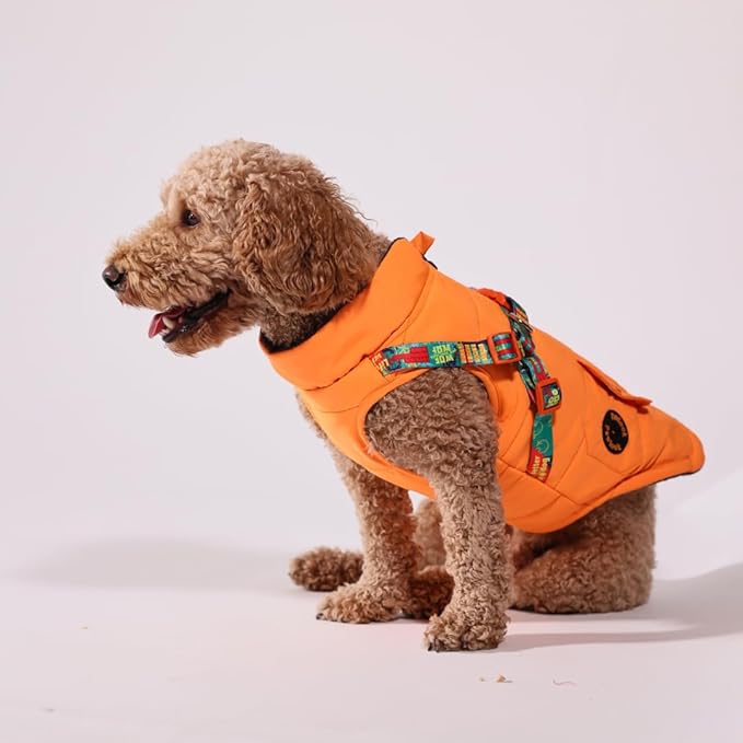 Generic Pawlook Dog Raincoat with Chest Leash and Collar, Reusable Waterproof Pet Coat for Small Dogs, Medium Dogs, Large Dogs (Orange, X-Small)