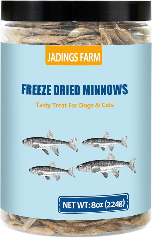 Minnows 8 oz Freeze Dried Minnows, 100% Natural Premium Cat & Dog Treats, Freeze Dried Pet Treats for Cats Dogs Bulk Package (8 OZ)