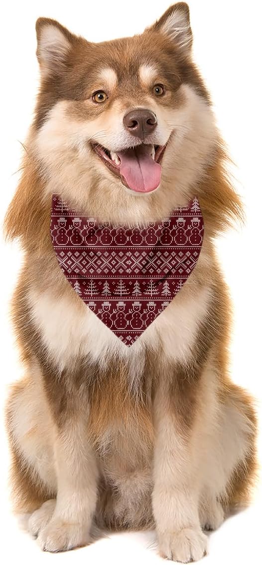 Dog Bandanas, Christmas Dog Bandanas, Pixel Snowman Christmas Pet Bandana, Holiday Bandana for Small Medium Dogs, Pet Triangle Scarf