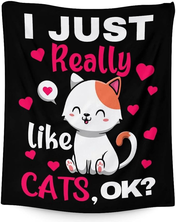 Cat Blanket Gifts - 50"x60" Cute Throw Blanket for Adults Kids - Pink Soft Plush Throws for Bed, Couch & Travel