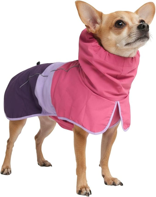 Spark Paws Dog Raincoat, Waterproof Windproof Rain Jacket, for Small Medium Large Extra Large Dogs, Reflective Breathable Full-Body Coverage Dry Suit - Pink Lilac Purple - M